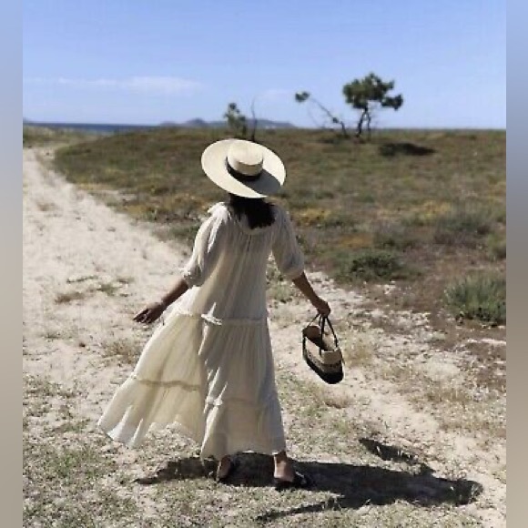 ZARA ~ ✨ Bloggers favourite ✨ MIDI DRESS WITH PANELS in Vanilla - Picture 7 of 17